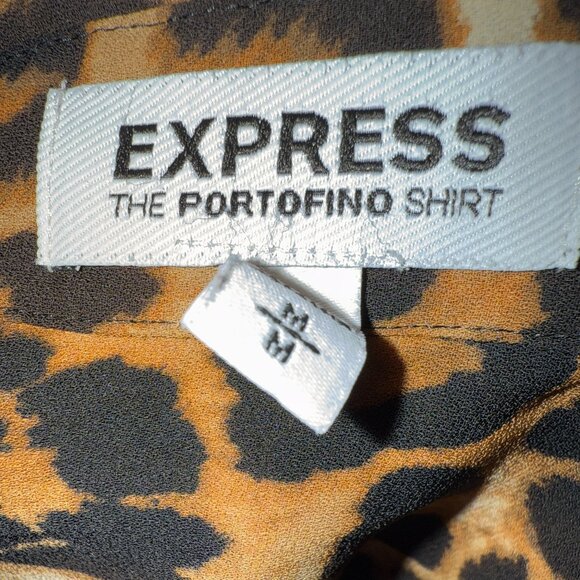 Express The Portofino Shirt Women's Button Up Collared V-Neck Blouse Size M - Picture 5 of 8